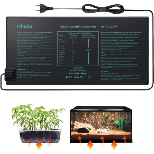 KALANKA-Tapis Chauffant Semis Tapis Chauffant pour Plantes 52x25 cm, Tapis Chauffant Terrarium Tapis de Plantation pour Germination Semis Jardinage Dispositif de Chauffage avec Sac de Rangement