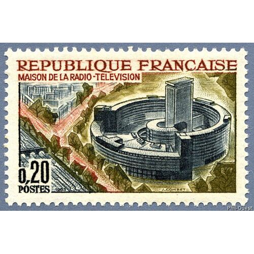 Maison De La Radiodiffusion Télévision À Paris Année 1963 N° 1402 Yvert Et Tellier Luxe