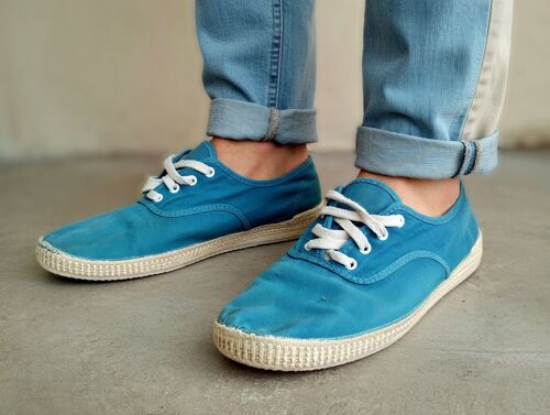 Basket En Toile Bleu Taille 41-42 Victoria (Bien Portées,Caoutchouc Abimé)