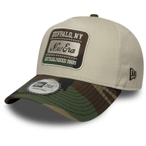 New Era A-Frame Trucker Cap - Brand Patch Beige Wood Camo