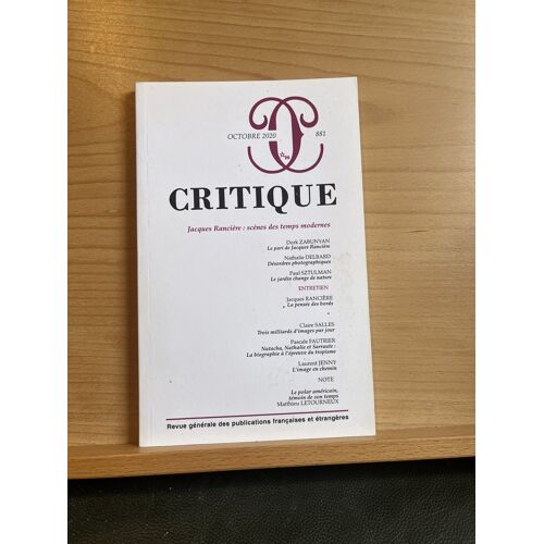 Revue Critique N°881 Octobre 2020 Jacques Rancière