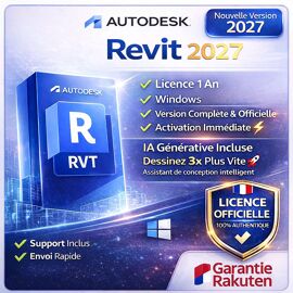 Autodesk Revit 2027 - Licence 1 An - Ia Générative & Assistant Pro - Windows - Support Technique 7j/7 - Activation Garantie