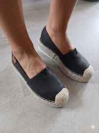 Espadrilles Hautes Noires Brillantes Taille 36 Neuve
