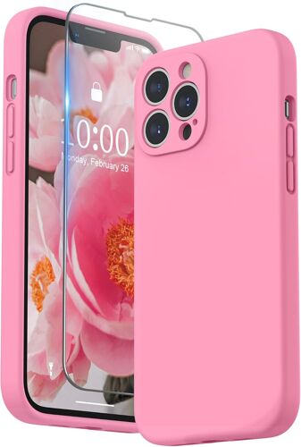 KALANKA-Coque Silicone Liquide Compatible avec iPhone 13 Pro Max 6,7 Pouces, Protection Individuelle pour Chaque Objectif Épaissie Silicone Premium Etui pour iPhone 13 Pro Max 6,7 Pouces, Rose Pêche
