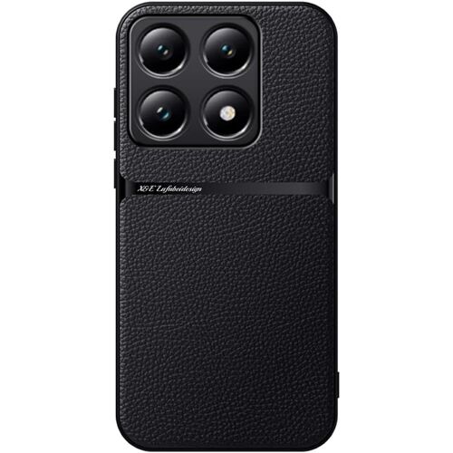 KALANKA-Coque pour Xiaomi 14T Pro - Case Housse Étui Plaque de Métal Intégrée Litchi Grano - Noir