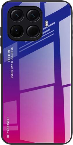 KALANKA-Coque pour Xiaomi 15T Pro 5G, Etui Dégradé de Couleur Verre Trempé Back Coque + Souple Silicone TPU Case Cover Protection Antichoc Housse (Bleu/Rouge)