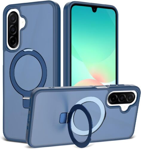 KALANKA-Magnétique Translucide Coque pour Samsung Galaxy A17 4G/5G A26 5G/A16 4G/5G avec Support Housse[Compatible avec MagSafe] Militaire Antichoc Antichoc Protection téléphone Étui Case(Bleu)
