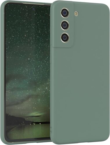 KALANKA-Coque de protection en silicone pour Galaxy S21 FE 5G, en silicone vert foncé, souple, résistante aux chocs, avec protection de l'appareil photo, fine, protection en TPU, antichoc, vert mat
