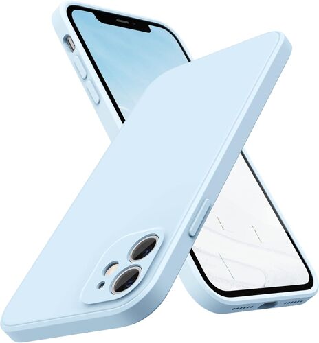 KALANKA-Coque en Silicone Compatible avec iPhone 11, Caoutchouc Silicone Cover avec Bord Plat (Protection Individuelle pour Chaque Objectif) Housse Étui pour iPhone 11 6,1¿ (Bleu Ciel)