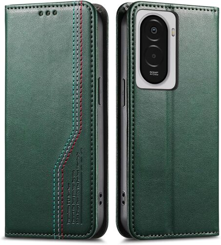KALANKA-Coque pour Xiaomi Poco M7 4G - Housse Portefeuille en Cuir PU avec Rabat Magnétique, Étui Antichoc avec Compartiments pour Cartes et Support - Vert