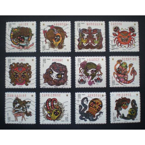 Féérie Astrologique - Série Complète De 12 Timbres Oblitérés - France - Année 2014