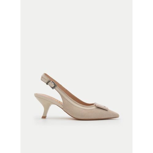 Chaussures Beige Ouvertes L¿arrière Talon Moyen