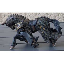 Papo-Lot de 2 Figurines - Collection Médieval - Fantastique - Roi au Dragon Bleu + Cheval du Roi au Dragon Bleu