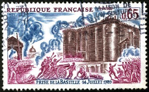 Timbre Oblitéré République Française , Prise De La Bastille 14 Juillet 1789 , Postes , 0,65
