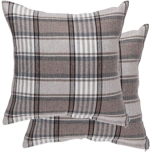 Kalanka-Sourcing Map Lot De 2 Housses De Coussin Carrées Motif Buffle À Carreaux Gris