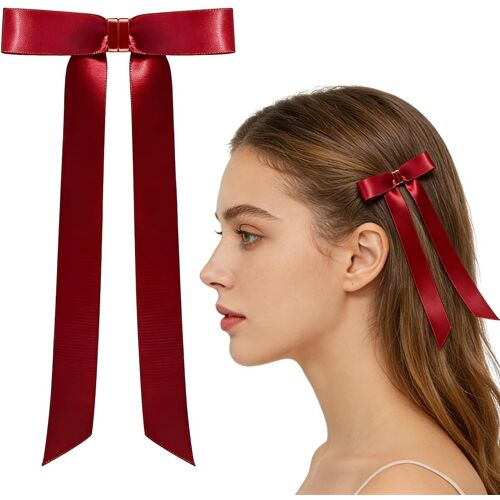 Kalanka-Noeud Cheveux Barettes Magnétique Cheveux Pince Plate Cheveux Barrette Cheveux Femme Barettes Cheveux Fille Pour Fille Enfant Femmes Antidérapant (Rouge) 