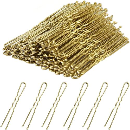 Kalanka-Ensemble De Pinces À Cheveux Métal - 5cm Pinces À Cheveux Bobby U Pinces Pour Chignons Accessoires De Coiffure Pour Mariage, Salon Et Usage Domestique, Or, 200pcs 