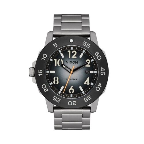 Montre Homme Nixon Smyth 44 A1414-5306 - Boîtier Et Bracelet En Acier Gris Anthracite Avec Lunette Noire