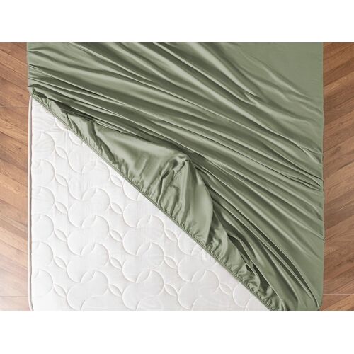 Drap Satin Double Élastique Ciel - Kaki