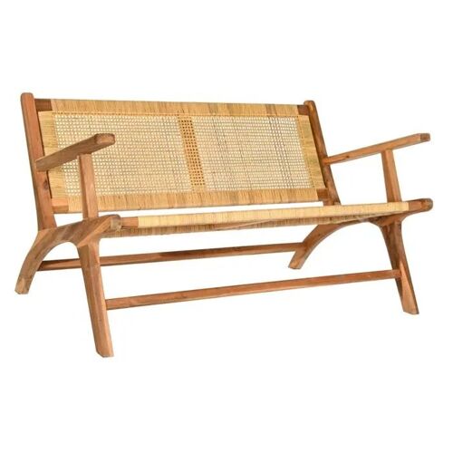 Banc Moderne - Dkd Home Decor - 120x76x68 Cm - Marron - Rotin - Teck - Aluminium - Style Moderne - Finition Teck - 16 Kg