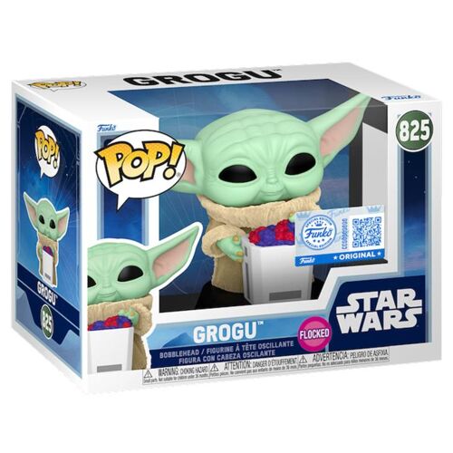 Figurine Funko Pop - Star Wars : The Mandalorian & Grogu N°825 - Grogu Avec Collation - Flocké (93790)