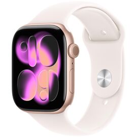Apple Watch Series 11 GPS + Cellular 46mm Boitier aluminium or rose avec bracelet rose tendre S/M
