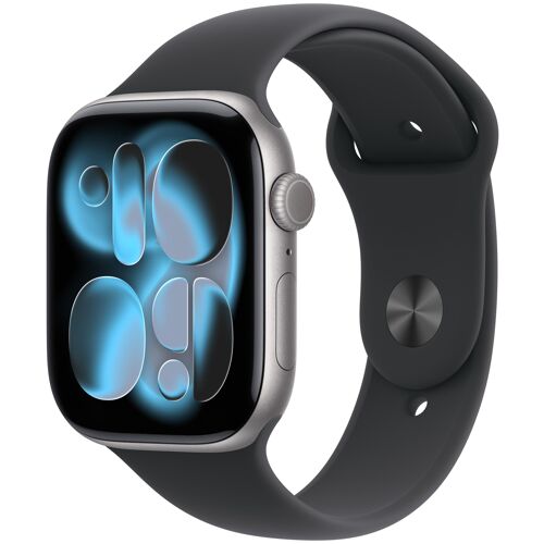 Apple Watch Series 11 GPS 46mm Boitier en Aluminium Gris Sidéral avec Bracelet Sport Noir M/L