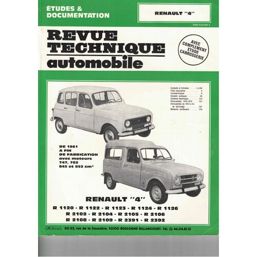 Revue Technique Automobile Rta Cip2884 Renault 4 De 1961 À Fin De Fabrication