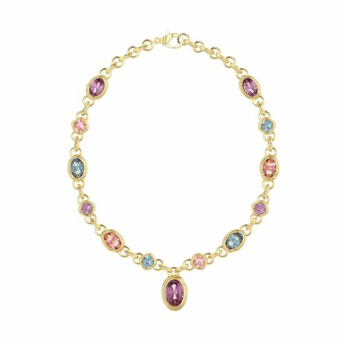 Collier Femme Guess Multi Crystals Jubn03251jwygmt/U - Acier Doré Avec Cristaux Multicolores Et Pendentif Central