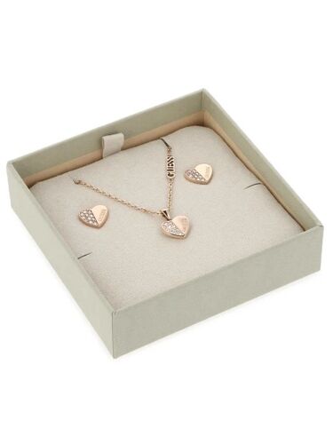 Parure Femme Guess Lovely Guess Jubs03188jwrgt-U - Acier Or Rose Avec Motifs C?Urs Et Pavé De Cristaux