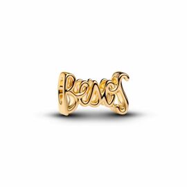 Charm Pandora Moments 764422c00 - Design ""Besos"" En Écriture Script Avec Finition Dorée Or 14k