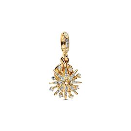 Charm Pendant Pandora Moments 763512c01 - Étoile Filante Éclatante Avec Pavé De Cristaux Et Finition Dorée