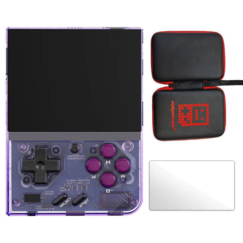 Console Portable rétro SZSMART Miyoo Mini Plus 3,5"" IPS Linux 64Go WIFI 20+ simulateurs + Sacoche + Verre trempé - Violet