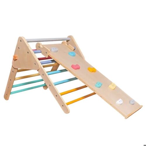 Ginger Home Triangle De Pikler 2 En 1 Avec Toboggan Structure D¿Escalade Enfant En Bois