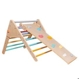 Ginger Home Triangle De Pikler 2 En 1 Avec Toboggan Structure D¿Escalade Enfant En Bois