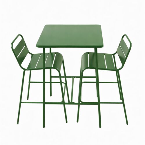 Ensemble Table De Bar Et 2 Chaises Hautes D'extérieur Vert Bergame