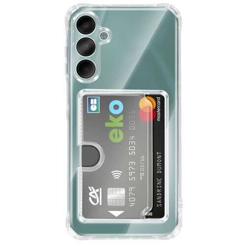 Coque pour Galaxy A16 avec Porte-cartes Intégré et Coins Renforcés Transparent