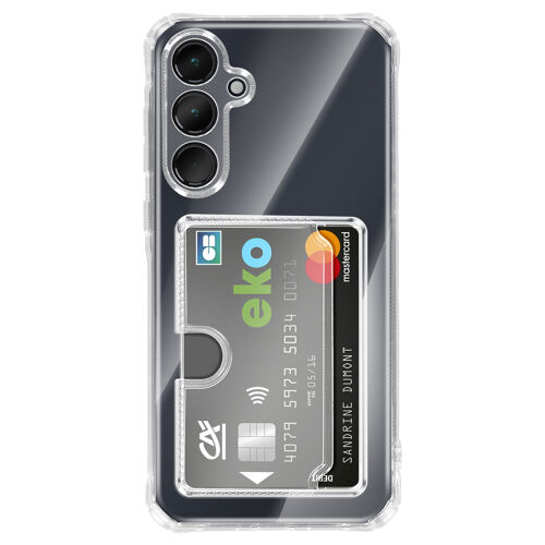 Coque pour Galaxy A55 avec Porte-cartes Intégré et Coins Renforcés Transparent