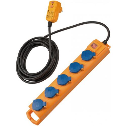 Brennenstuhl 1159900805 multiprise 5 m 5 sorties CA Extérieure Noir, Bleu et Jaune