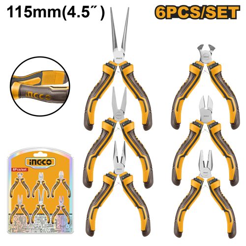 INGCO - Ensemble de 6 mini pinces 115 MM