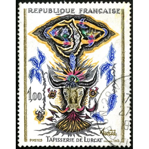 Timbre Oblitéré République Française , Tapisserie De Lurçat , Postes 1966 , 1,00