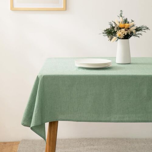 Ulteronixshop-Nappe Rectangulaire, Nappe De Table 140x260 Cm, 100% Coton Lavé Nappe Rectangulaire Tissu, Pour Table, Intérieur, Extérieur, Vert
