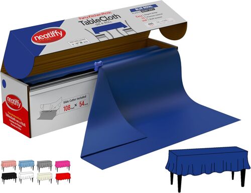 Ulteronixshop-Rouleau De Linge De Table En Plastique Jetable De 137 Cm X 32.9 M, Housse De Table Pour Fête/Banquet, Nappes Pour Tables Rectangulaires/Rondes/Carrées, Bleu Marine