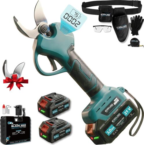 Ulteronixshop-Sécateur électrique sans fil 40mm ¿ 800W Brushless, 2 Batteries 3000 mah (6000 mah), Compatible Makita, Kit complet - Sécateur a batteries