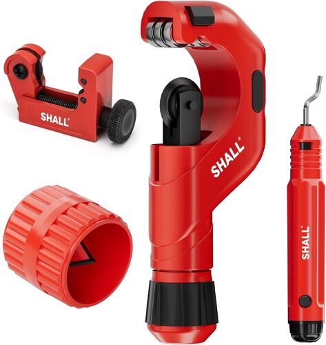 Ulteronixshop-SHALL Lot de 4 coupe-tubes robustes Ø 6-50 mm, mini cutter Ø 3-22 mm, avec 2 outils d'ébavurage, convient pour PVC/aluminium/cuivre