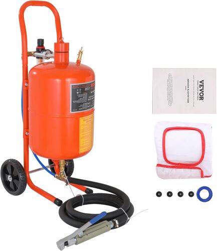 Ulteronixshop-Sableuse Haute Pression 18,92 L Kit de Sablage à Air 60-110 PSI Réservoir de Sablage Abrasif Portable avec 4 Buses en Céramique et Séparateur Huile-eau pour Élimination Peinture, Taches