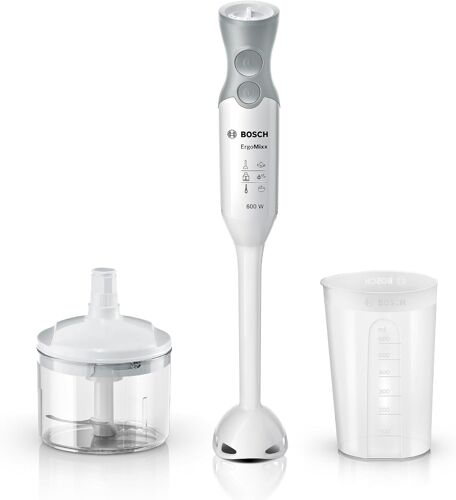 Ulteronixshop-Mixeur plongeant ErgoMixx, moteur 600W, 12 vitesses et fonction turbo, hachoir, gobelet doseur, blanc/gris, MSM66020