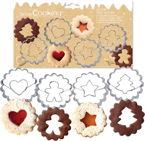 Ulteronixshop-4 Découpoirs De Noël Linzer - Emporte-Pièces Pour Biscuits Fourrés - Kit Moules Petits Gâteaux - Tartelettes Sablés Confiture Chocolat - Accessoires Pâtisserie Enfant Goûter - 2104