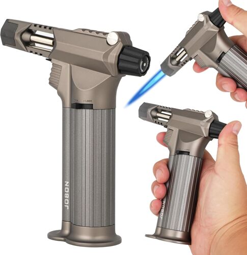 Ulteronixshop-Brûleur à souder professionnel en métal avec verrouillage de sécurité, flamme multi-usages réglable rechargeable pour barbecue, extérieur, pâtisserie, artisanat et soudure (gaz