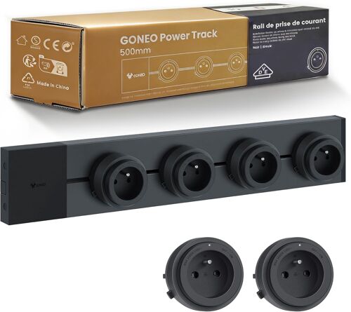 Ulteronixshop-Multiprise Murale Cuisine, Prise Electrique Murale en Saillie, Rail Prise Electrique Cuisine Salon îlot Central Bureau, Rail de 50 cm avec 4 Adaptateurs Amovibles, 3680W 16A Max